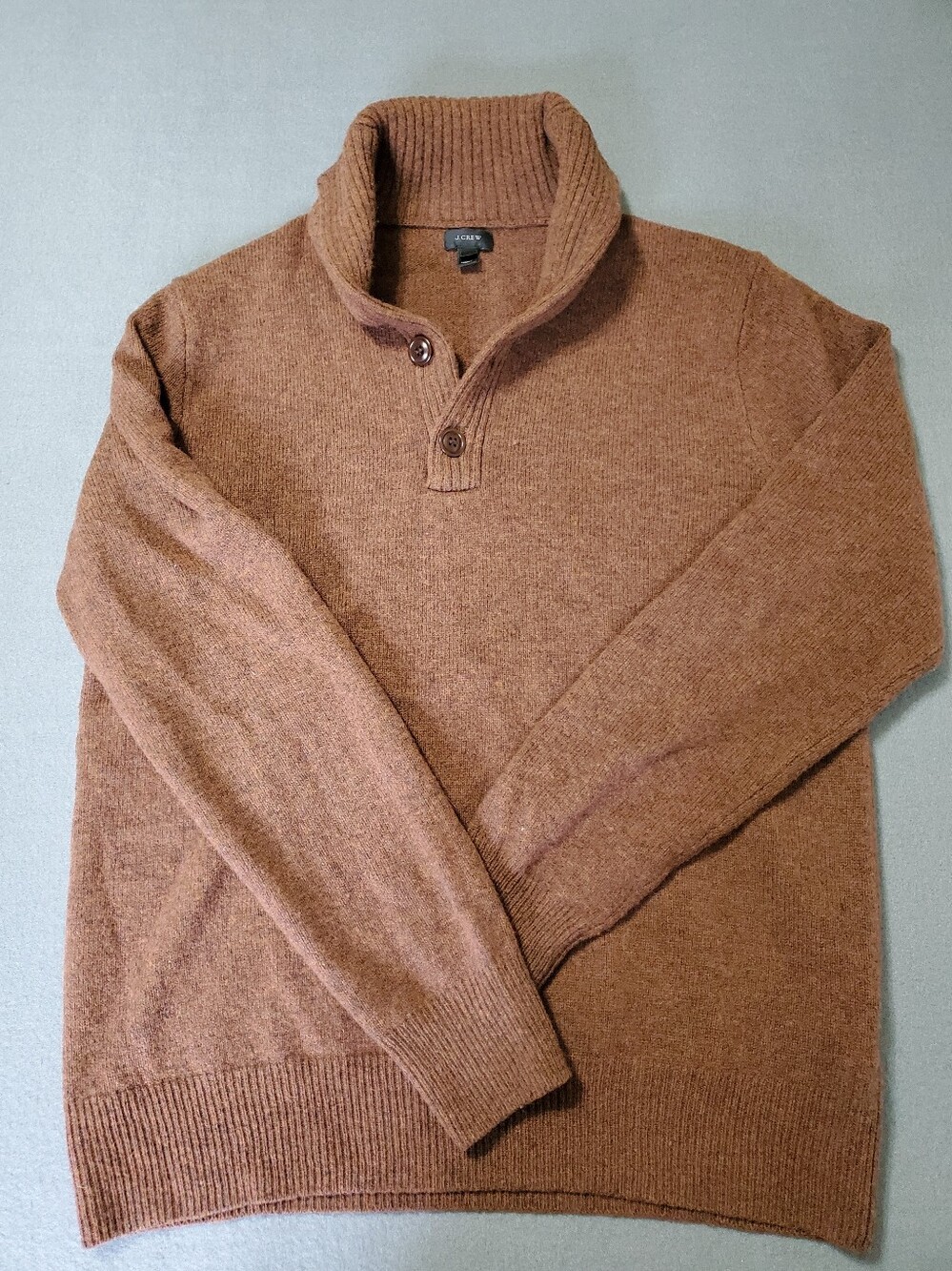 J. Crew Men's Medium 100% lambswool Button Sweater in Brown